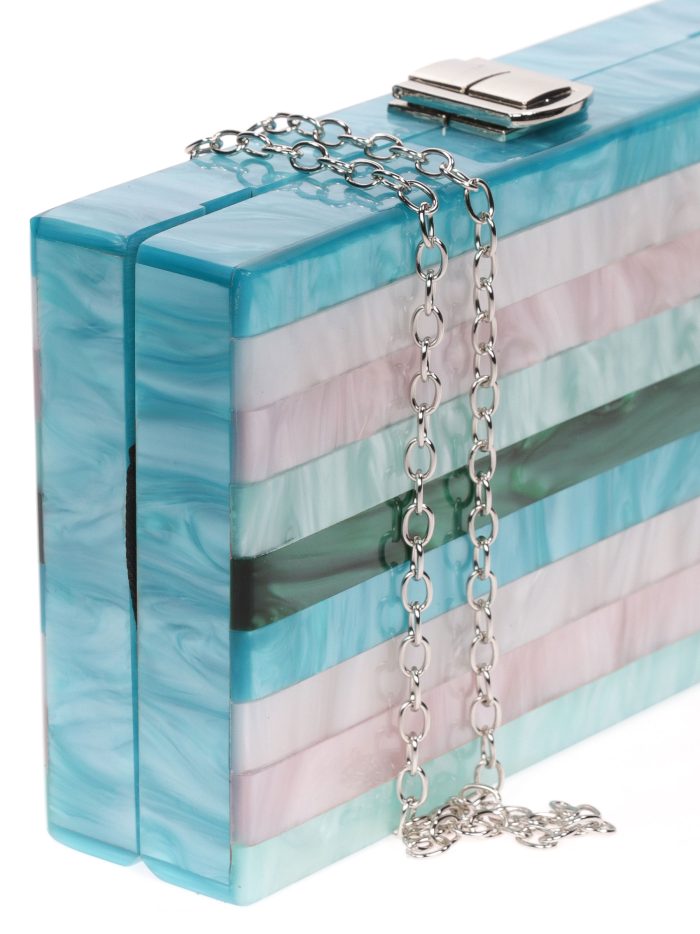 Clutch fiesta rayas nácar multi-teal
