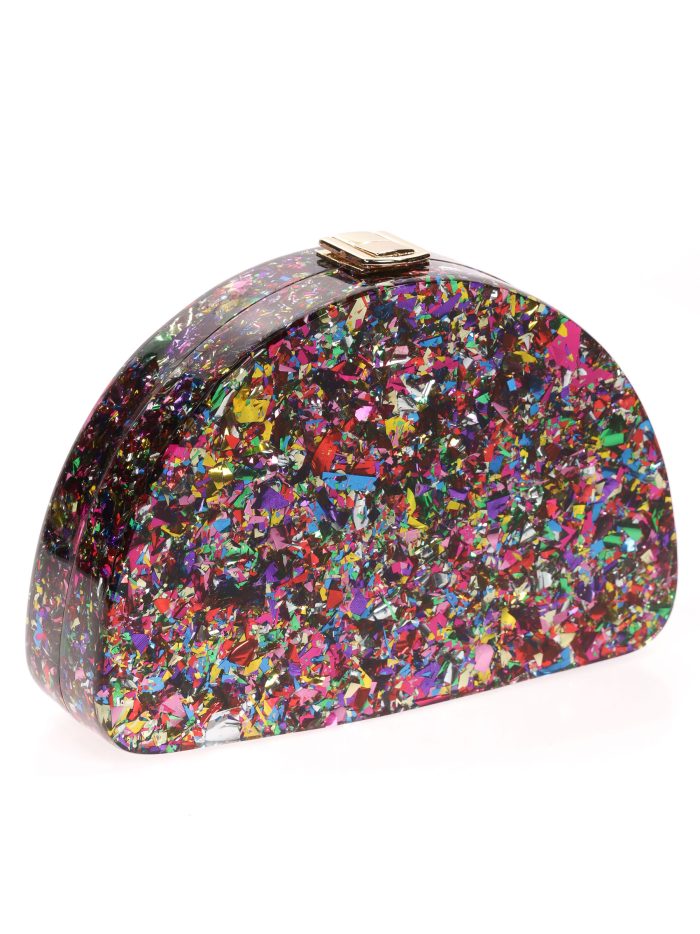 Clutch fiesta nácar media luna multi