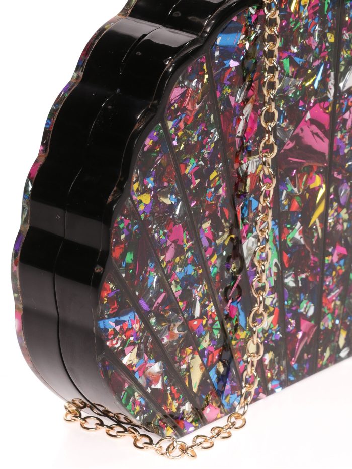 Clutch fiesta nácar concha multi-rosa