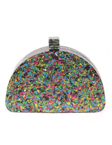 Clutch fiesta nácar media luna multi-verde