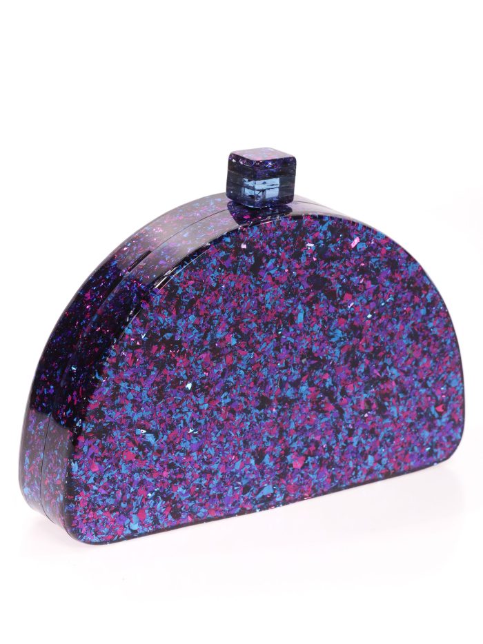 Clutch fiesta nácar media luna multi-morado