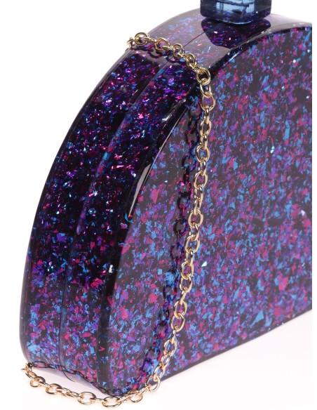 Clutch fiesta nácar media luna multi-morado