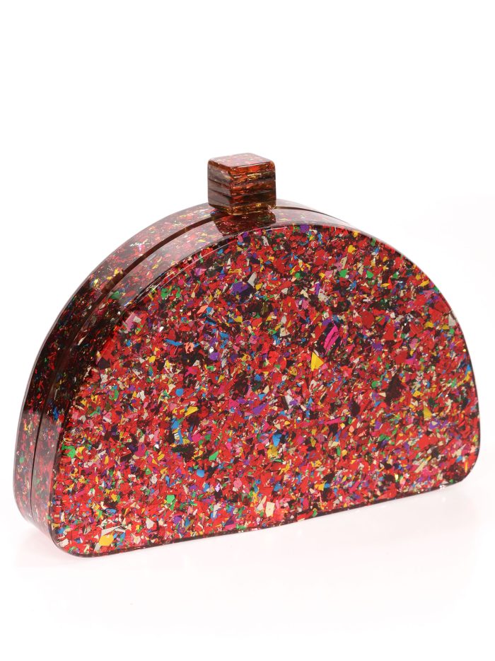 Clutch fiesta nácar media luna multi-naranja