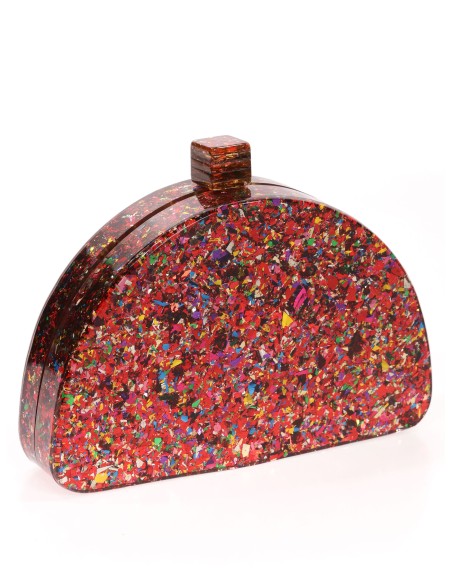 Clutch fiesta nácar media luna multi-naranja