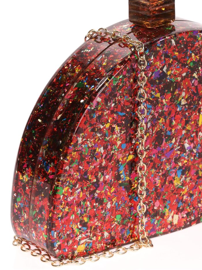 Clutch fiesta nácar media luna multi-naranja