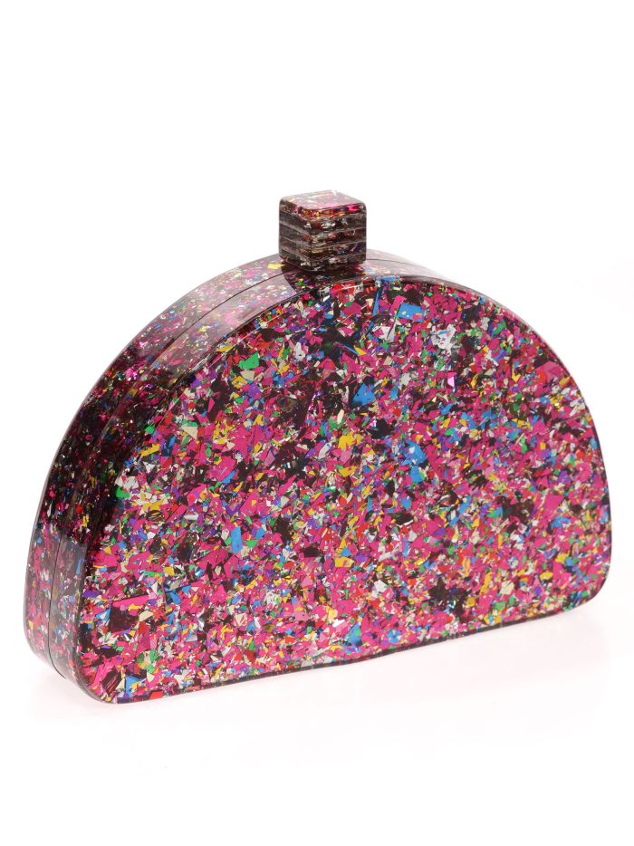 Clutch fiesta nácar media luna multi