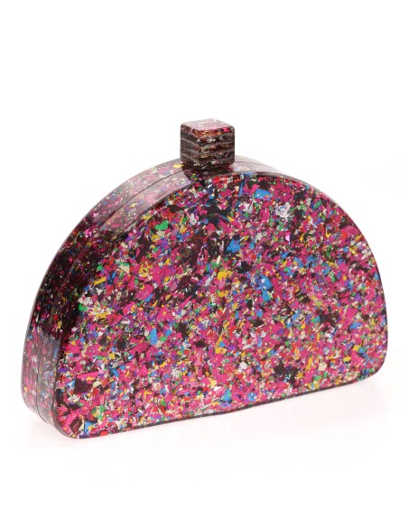 Clutch fiesta nácar media luna multi