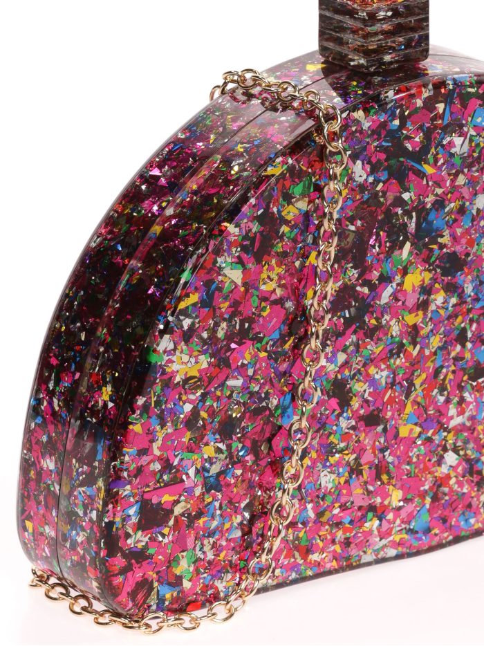 Clutch fiesta nácar media luna multi