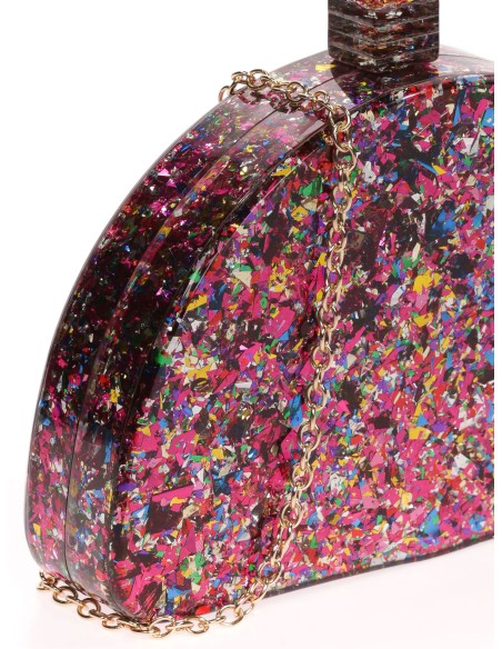 Clutch fiesta nácar media luna multi