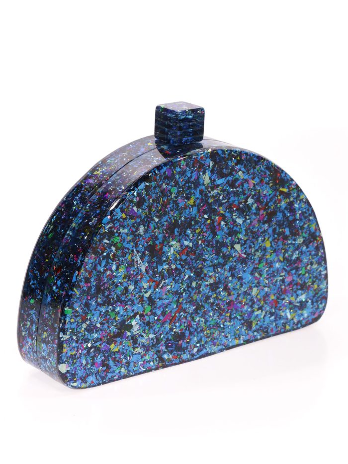 Clutch fiesta nácar media luna multi-azul