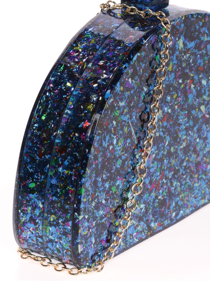 Clutch fiesta nácar media luna multi-azul