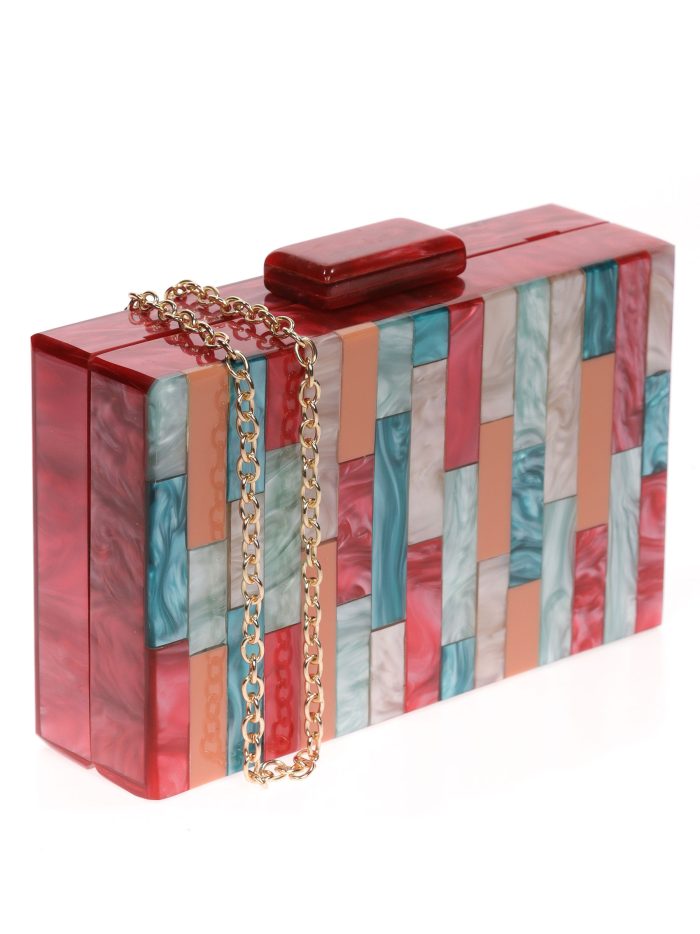 Clutch fiesta rayas nácar multi-rojo