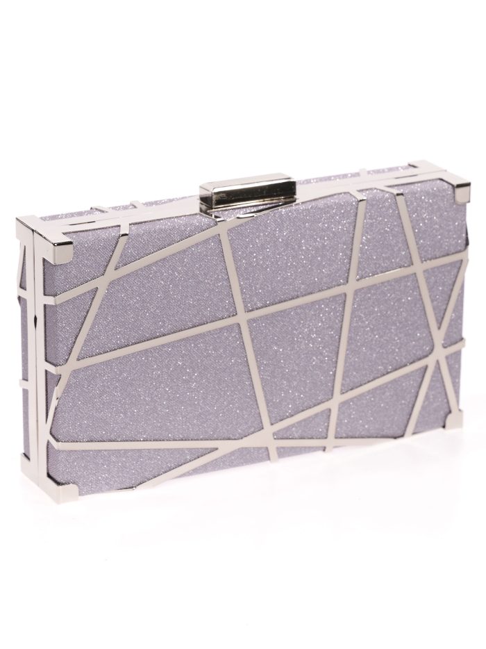 Clutch fiesta detalle metálico lila