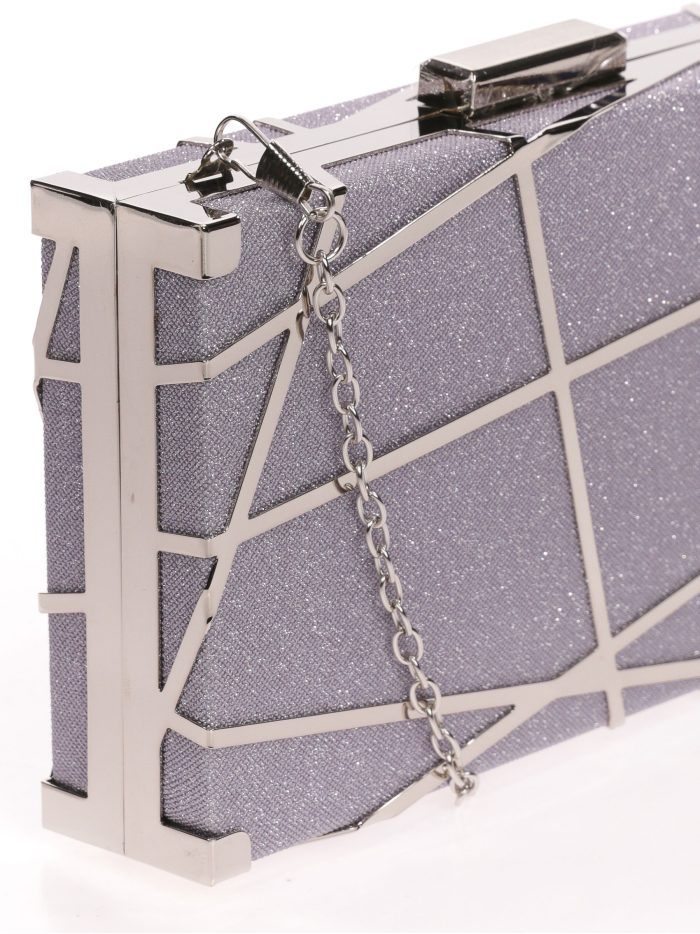 Clutch fiesta detalle metálico lila