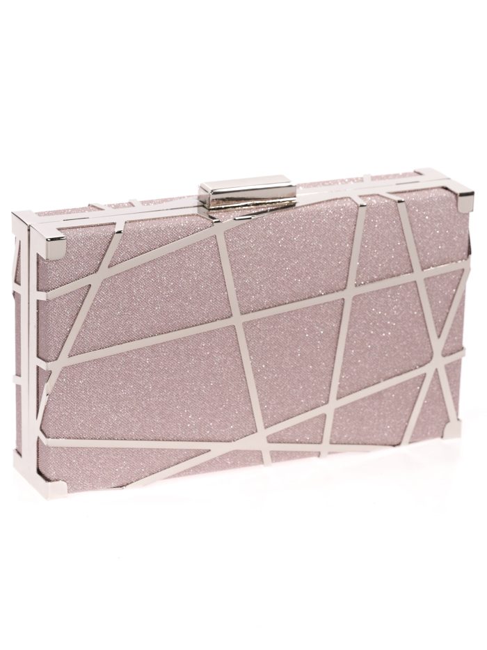Clutch fiesta detalle metálico rosa