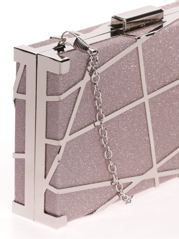 Clutch fiesta detalle metálico rosa