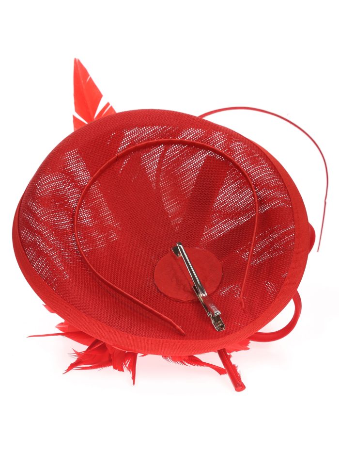 Tocado mediano plumas rojo