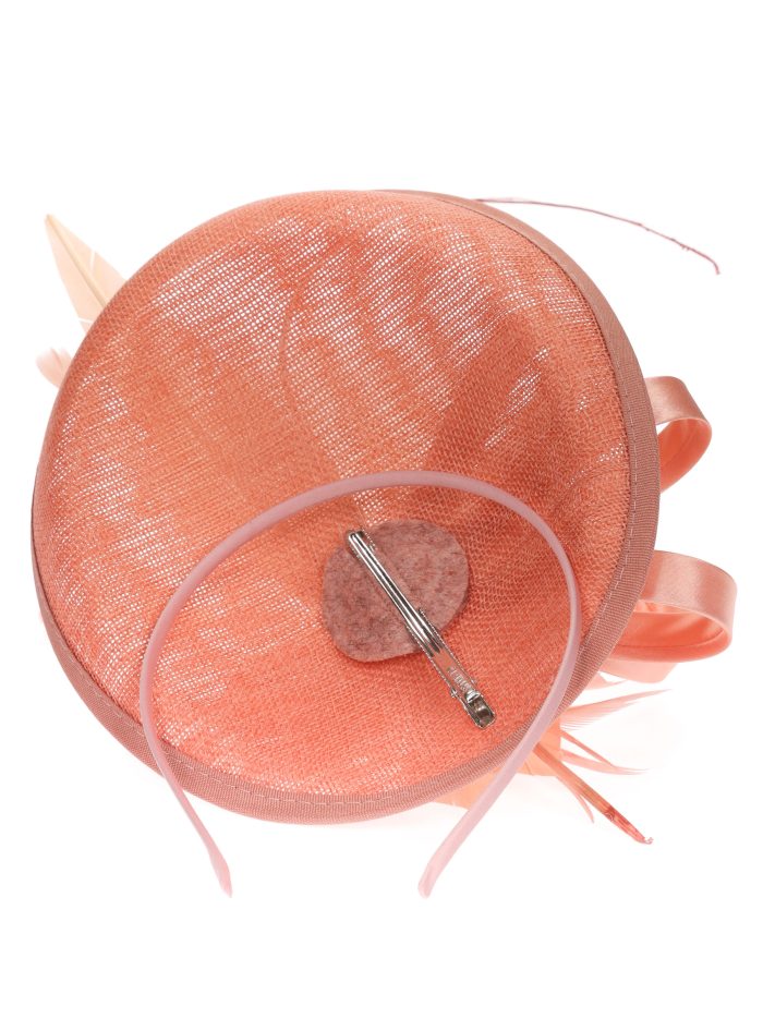Tocado mediano plumas rosa-palo