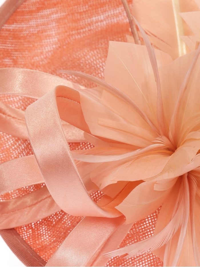 Tocado mediano plumas rosa-palo