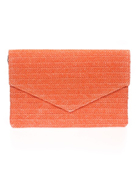 Cartera fiesta efecto rafia naranja