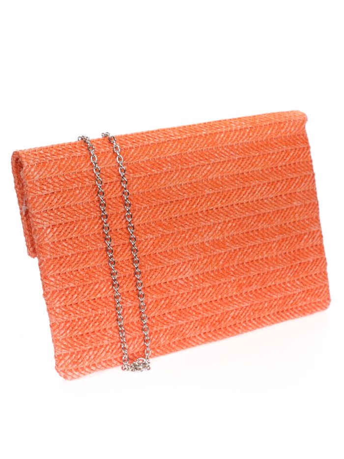 Cartera fiesta efecto rafia naranja
