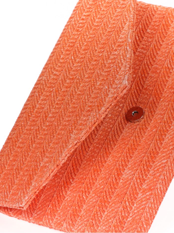 Cartera fiesta efecto rafia naranja