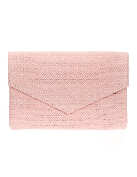 Cartera fiesta efecto rafia rosa