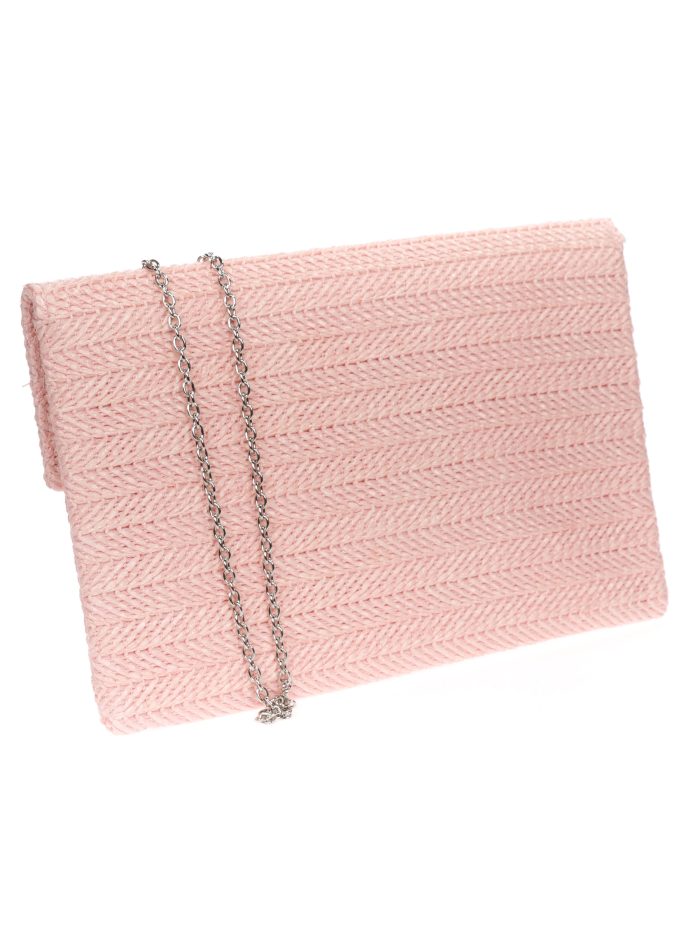 Borsa da festa effetto rafia rosa