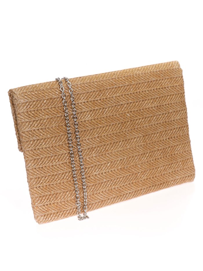 Cartera fiesta efecto rafia camel