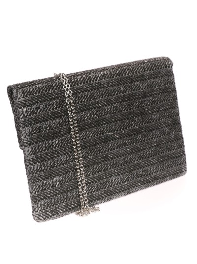 Cartera fiesta efecto rafia negro 2