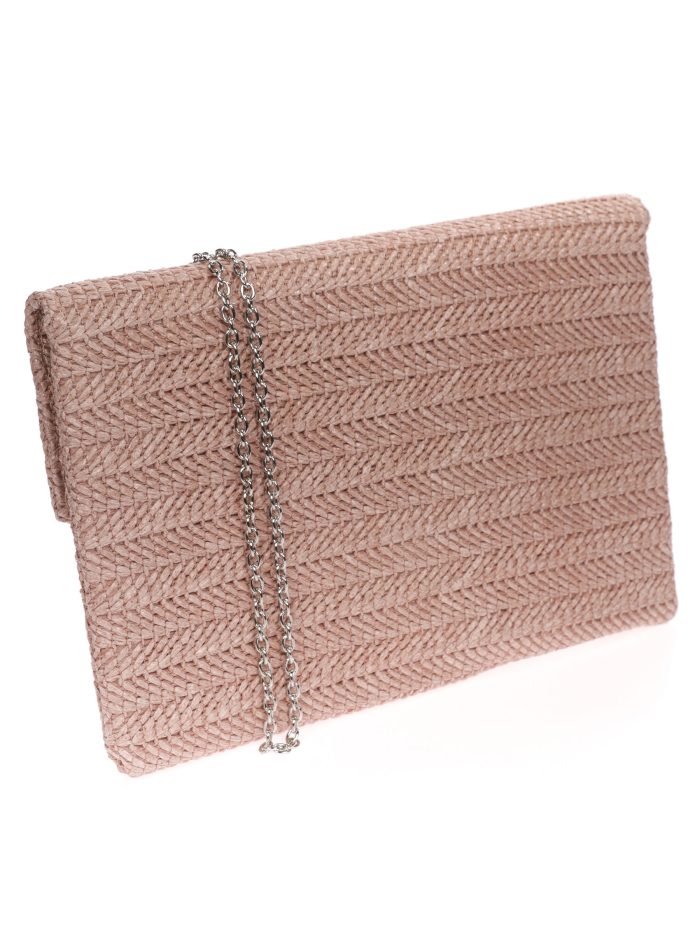 Cartera fiesta efecto rafia rosa-palo