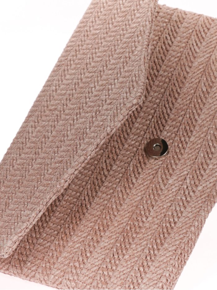 Cartera fiesta efecto rafia rosa-palo