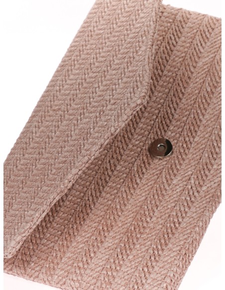 Cartera fiesta efecto rafia rosa-palo