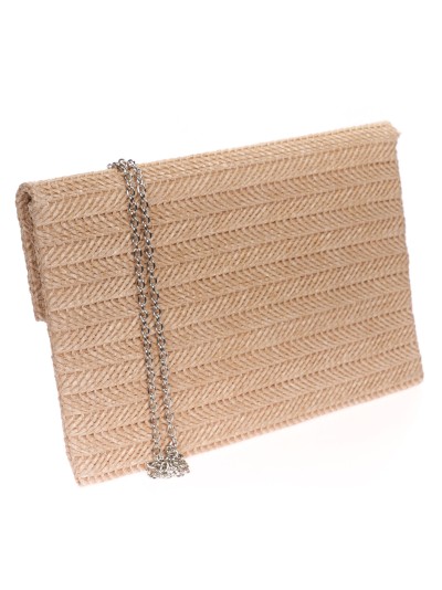 Cartera fiesta efecto rafia nude 2