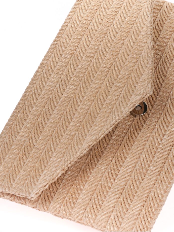 Raffia effect clutch nude