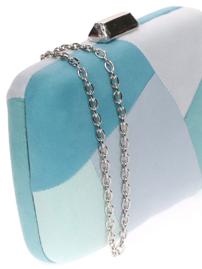 Clutch fiesta antelina contraste multi-teal