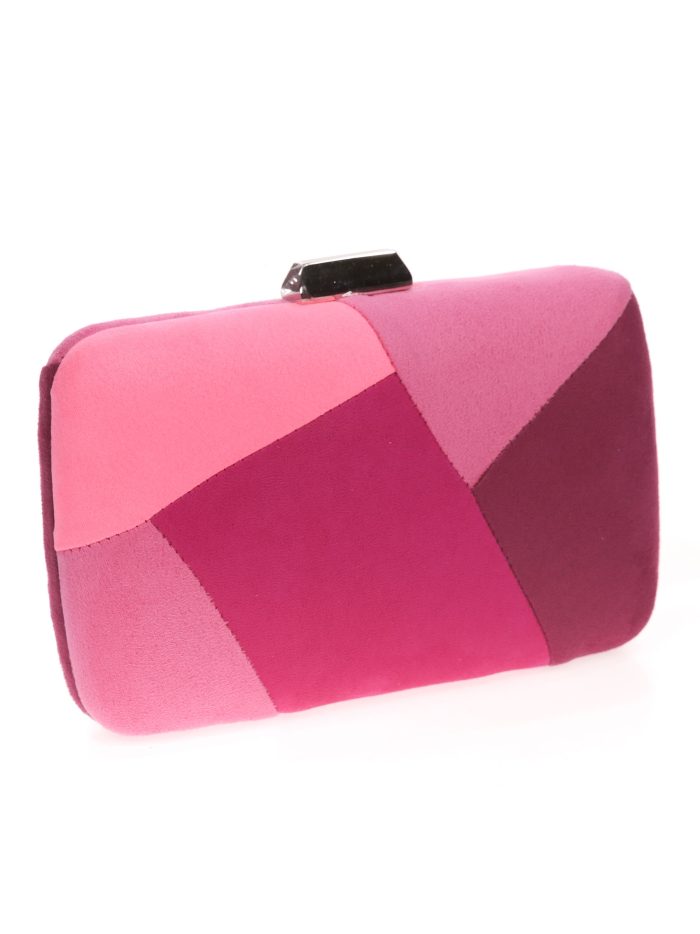Clutch fiesta antelina contraste multi-fucsia