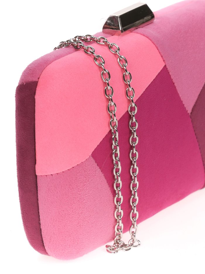 Clutch fiesta antelina contraste multi-fucsia
