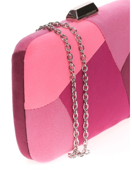 Clutch fiesta antelina contraste multi-fucsia