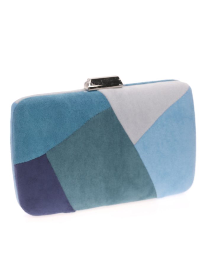 Clutch fiesta antelina contraste multi-azul