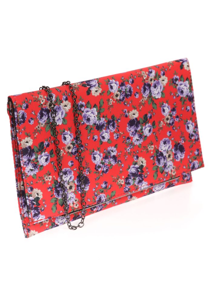 Cartera fiesta florecitas rojo