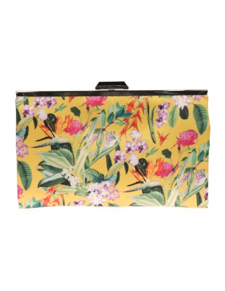 Cartera fiesta floral mostaza