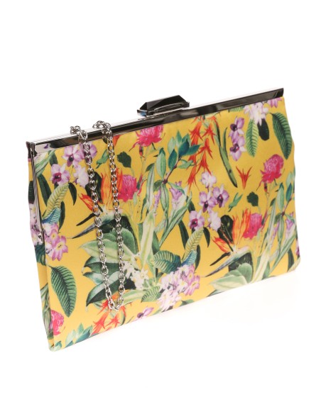 Cartera fiesta floral mostaza