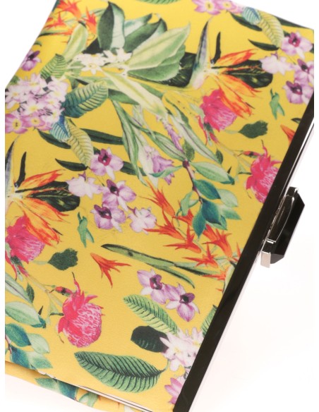 Cartera fiesta floral mostaza