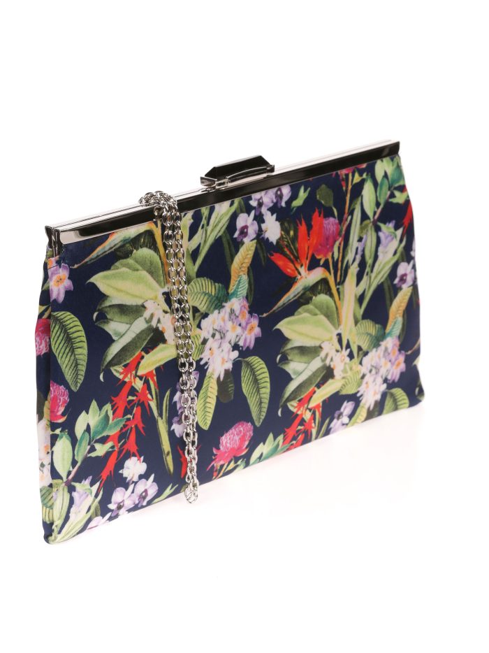 Cartera fiesta floral azul-marino