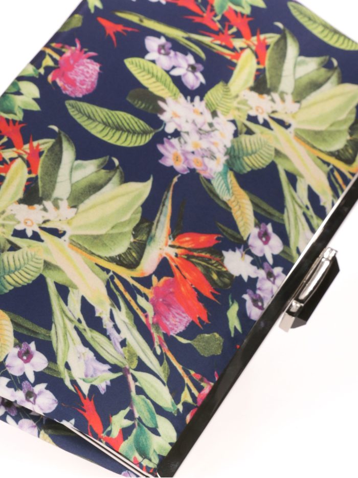 Cartera fiesta floral azul-marino