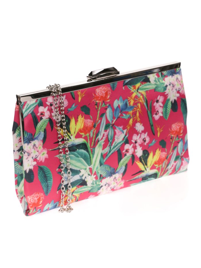 Cartera fiesta floral fucsia