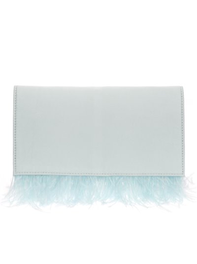 Suede effect clutch with feathers azul-claro