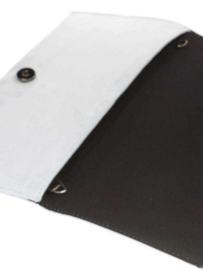 Cartera fiesta antelina plumas azul-claro