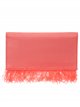 Suede effect clutch with feathers coral